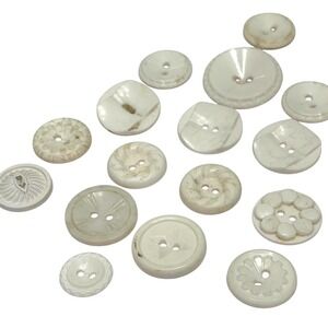 Vintage Vegetable Ivory Buttons Carved White Antique Sewing Mix Lot CottageCORE